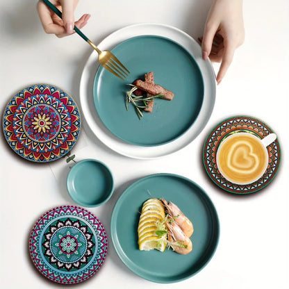 Decorative Wooden Coffee Coasters Set