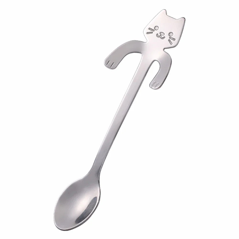 Cat-Shaped Stainless Steel Coffee Spoon – Cute Mini Dessert & Tea Spoon