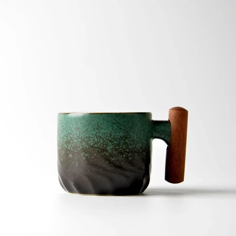 Ceramic Espresso Mug with Wooden Handle