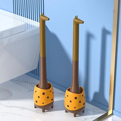 Nestify™ Cute Dinosaur Giraffe Toilet Brush with Holder – Cartoon Long-Handle Bathroom Cleaner & Decor