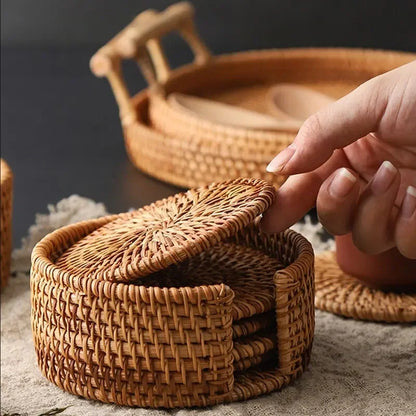Rattan Cup Mats – Natural Woven Style