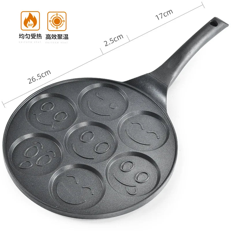 Nestify™ Seven-Hole Emoji Pancake Pan – Cute Non-Stick Griddle for Fried Eggs & Fun Breakfasts