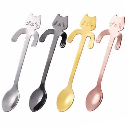 Cat-Shaped Stainless Steel Coffee Spoon – Cute Mini Dessert & Tea Spoon