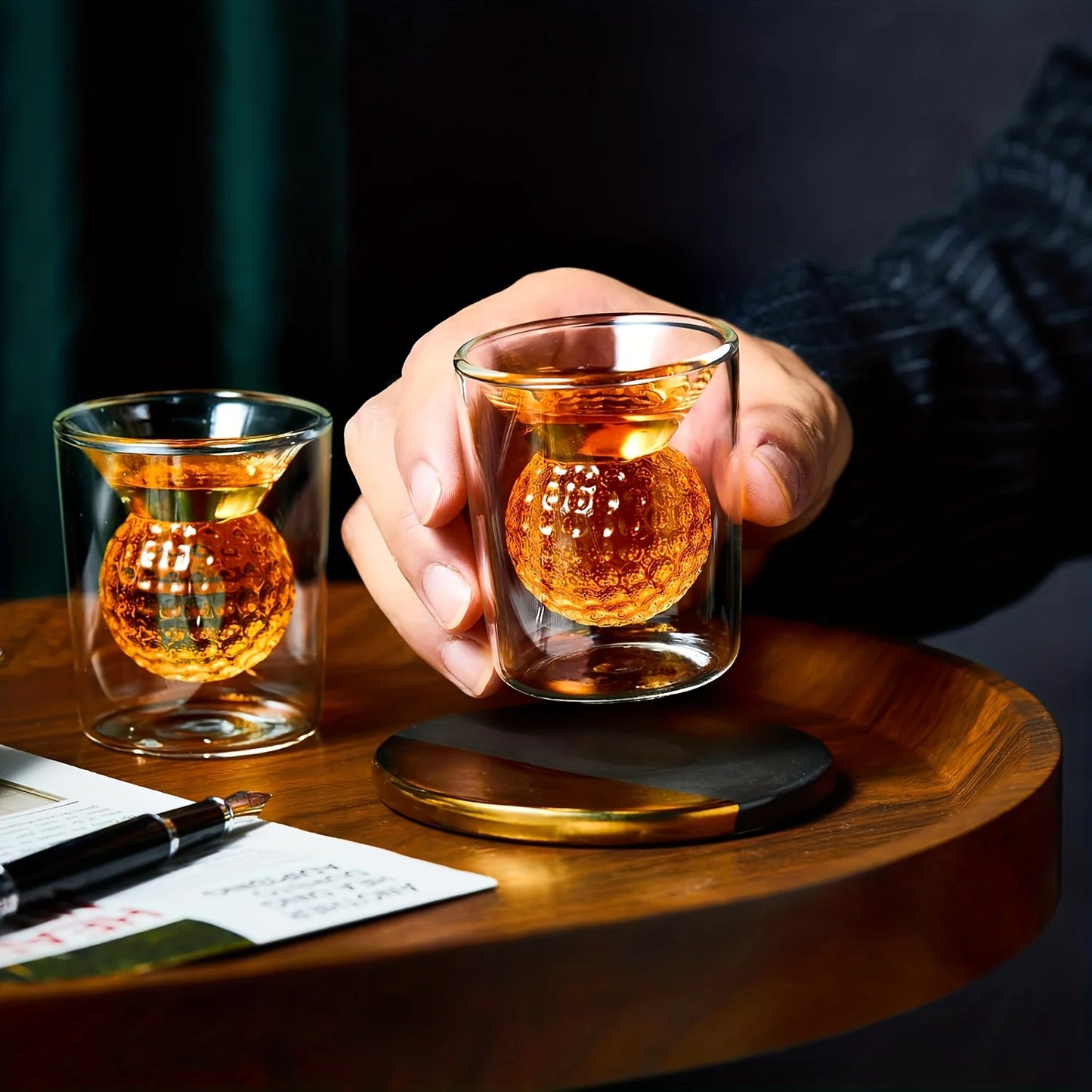 Nestify™ Golf Whiskey Glasses – Double-Walled Crystal Shot Cups for Home Bar, Parties & Golf Gifts