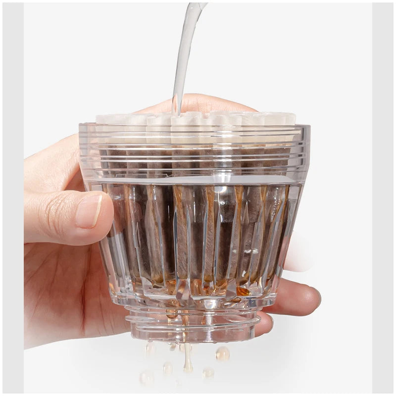 Nestify™ Crystal Eye Travel Coffee Brewer – 300ml Portable 2-in-1 Mug & Dripper for Pour-Over Coffee (Stainless Steel)