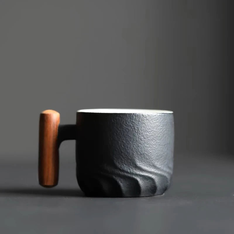 Ceramic Espresso Mug with Wooden Handle