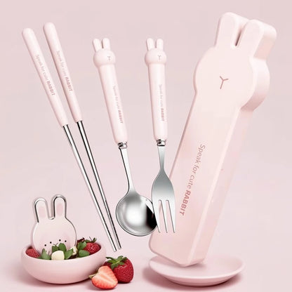 Nestify™ Bunny Portable Cutlery Set | Stainless Steel Kids Travel Utensils