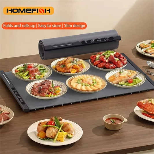HOMEFISH Foldable Electric Food Warming Tray – 3 Heat Levels, Fast Full-Surface Heating