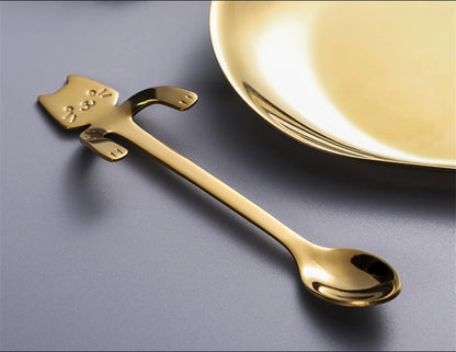 Cat-Shaped Stainless Steel Coffee Spoon – Cute Mini Dessert & Tea Spoon