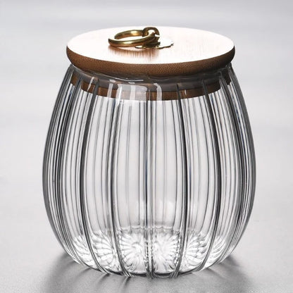 Nestify™ Floral Glass Sealed Jar – Striped Large‑Capacity Kitchen Decor