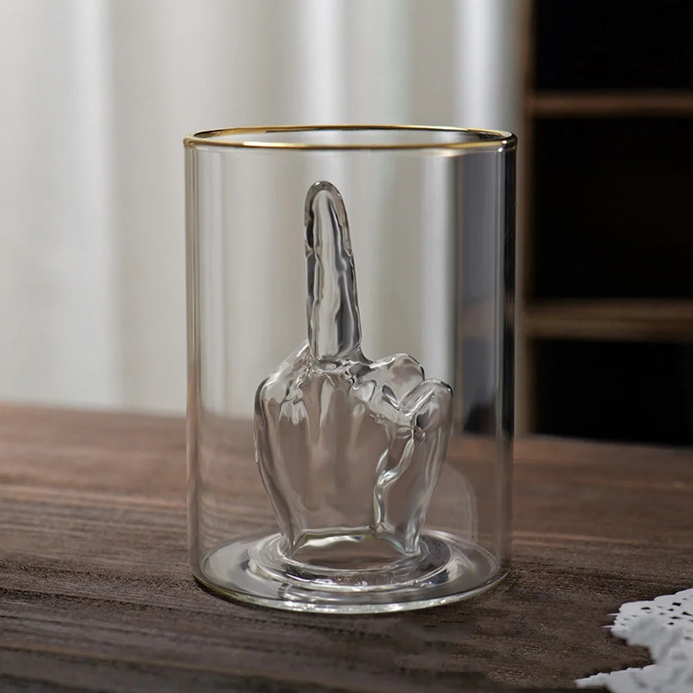 Nestify Middle Finger Whiskey Glass – 3D Chiller Novelty Tumbler