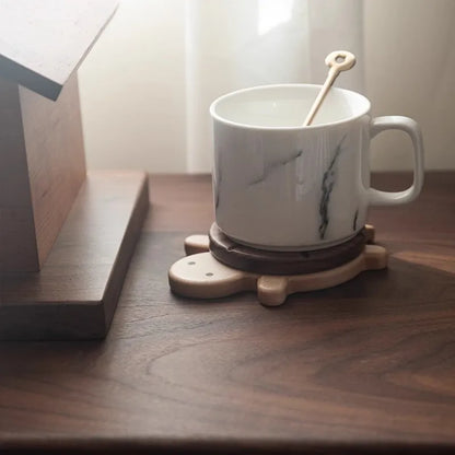 Nestify™ Cute Turtle Solid Wood Coaster – Creative Black Walnut Anti-Scald Tea Kettle Mat & Table Ornament