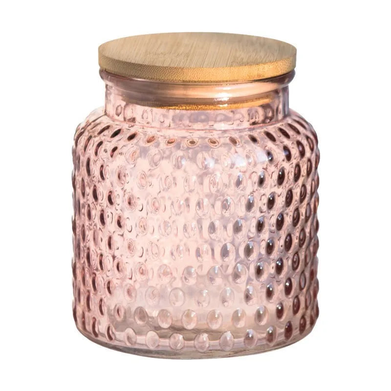 Nestify™ Vintage Embossed Begonia Flower Glass Jar – Retro Sealed Storage with Bamboo Lid