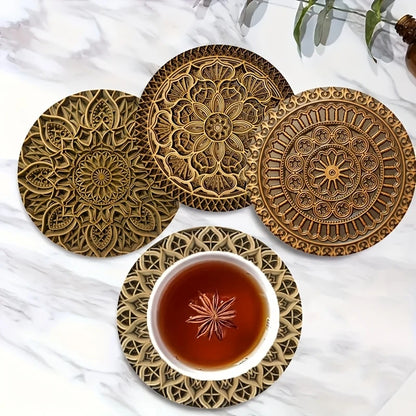 Wooden Coffee Coasters – 2D Printed Natural Wood Cup Mats