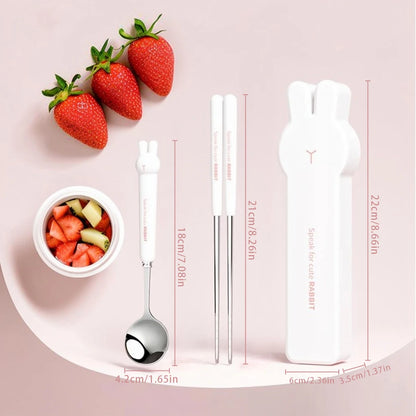 Nestify™ Bunny Portable Cutlery Set | Stainless Steel Kids Travel Utensils