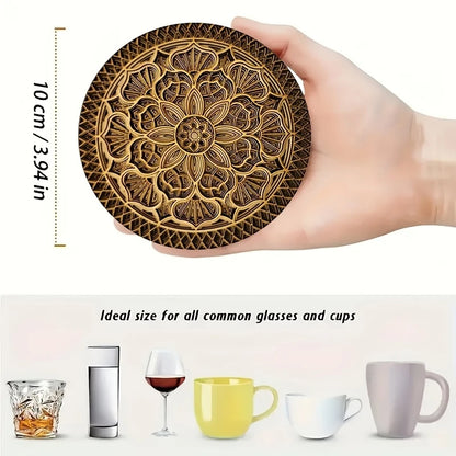 Wooden Coffee Coasters – 2D Printed Natural Wood Cup Mats