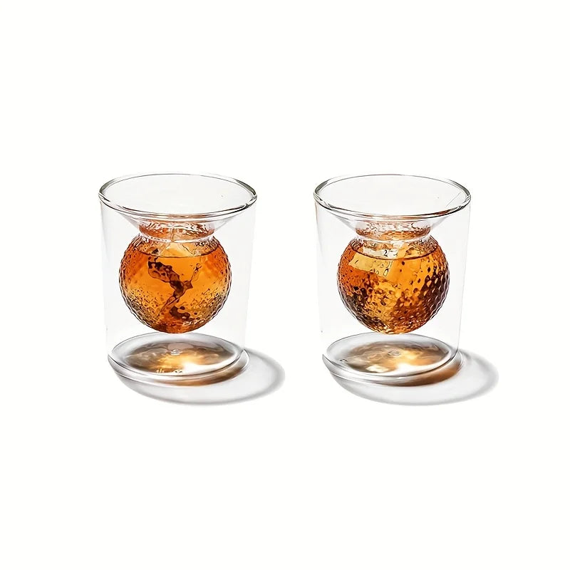 Nestify™ Golf Whiskey Glasses – Double-Walled Crystal Shot Cups for Home Bar, Parties & Golf Gifts