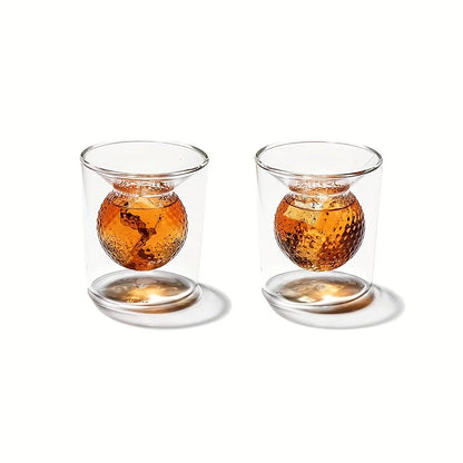 Nestify™ Golf Whiskey Glasses – Double-Walled Crystal Shot Cups for Home Bar, Parties & Golf Gifts