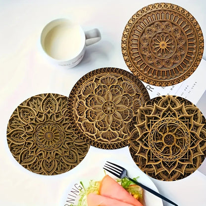 Wooden Coffee Coasters – 2D Printed Natural Wood Cup Mats