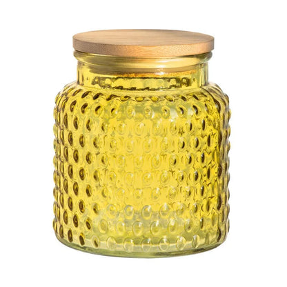 Nestify™ Vintage Embossed Begonia Flower Glass Jar – Retro Sealed Storage with Bamboo Lid