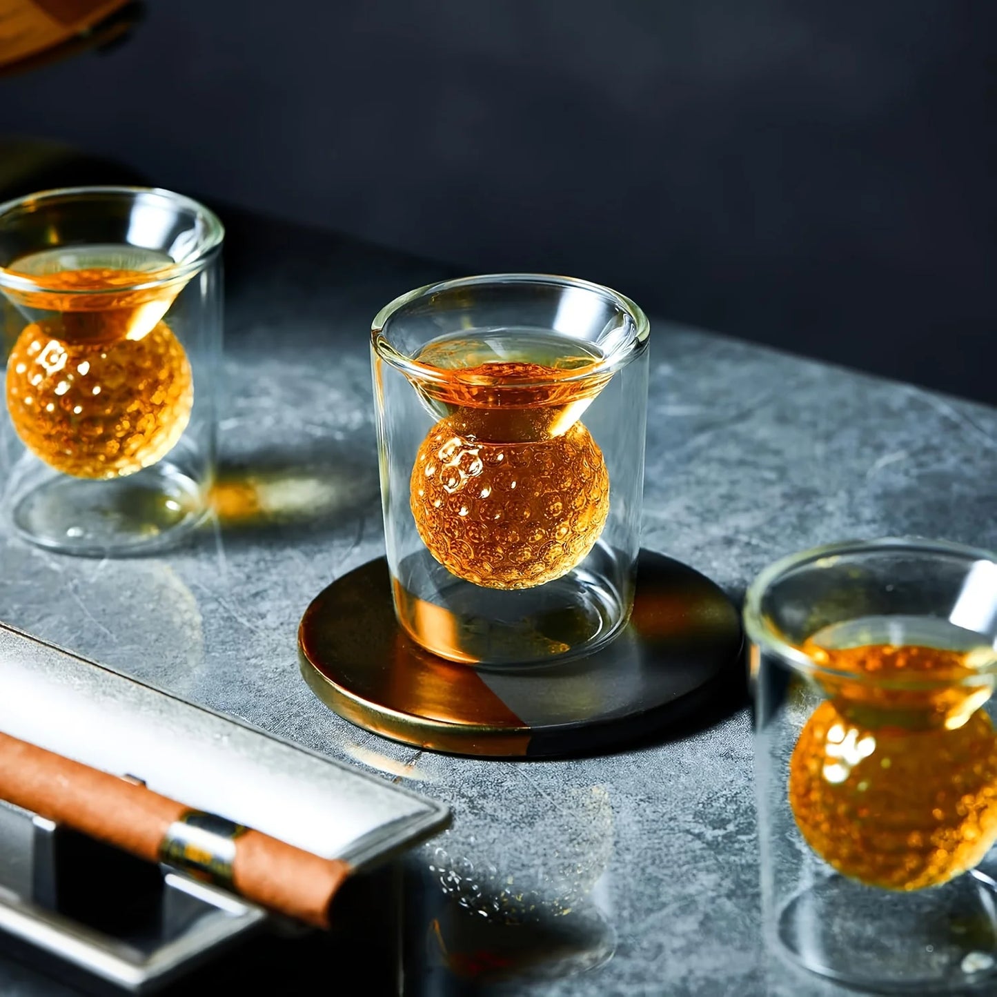 Nestify™ Golf Whiskey Glasses – Double-Walled Crystal Shot Cups for Home Bar, Parties & Golf Gifts
