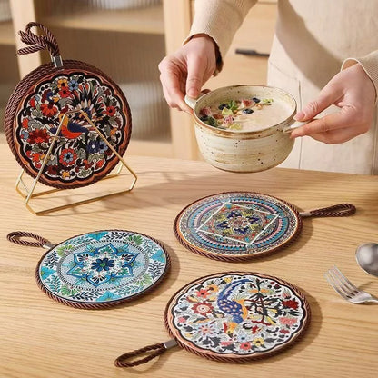 Nestify™ Vintage Ceramic Heat-Resistant Mat – Elegant Table Guardian
