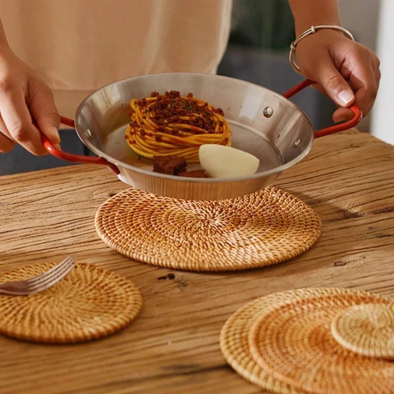 Rattan Cup Mats – Natural Woven Style