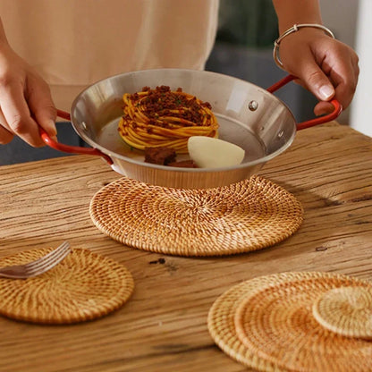 Rattan Cup Mats – Natural Woven Style