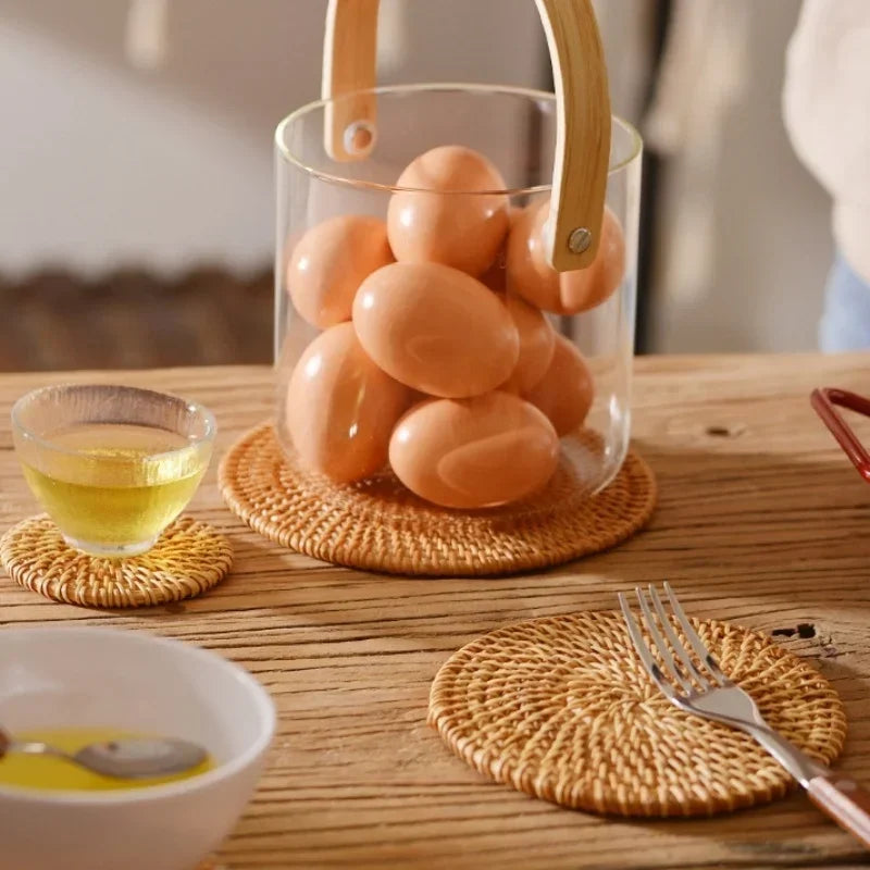 Rattan Cup Mats – Natural Woven Style