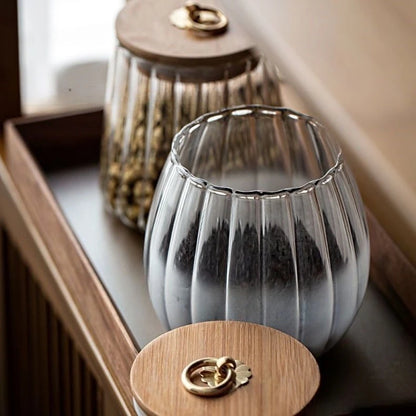 Nestify™ Floral Glass Sealed Jar – Striped Large‑Capacity Kitchen Decor