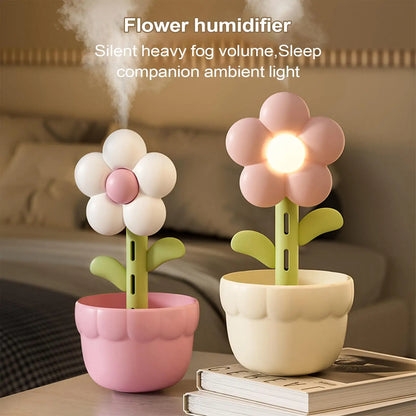 Nestify Cute Flower Night Light Humidifier – 300ml Portable Aroma Diffuser