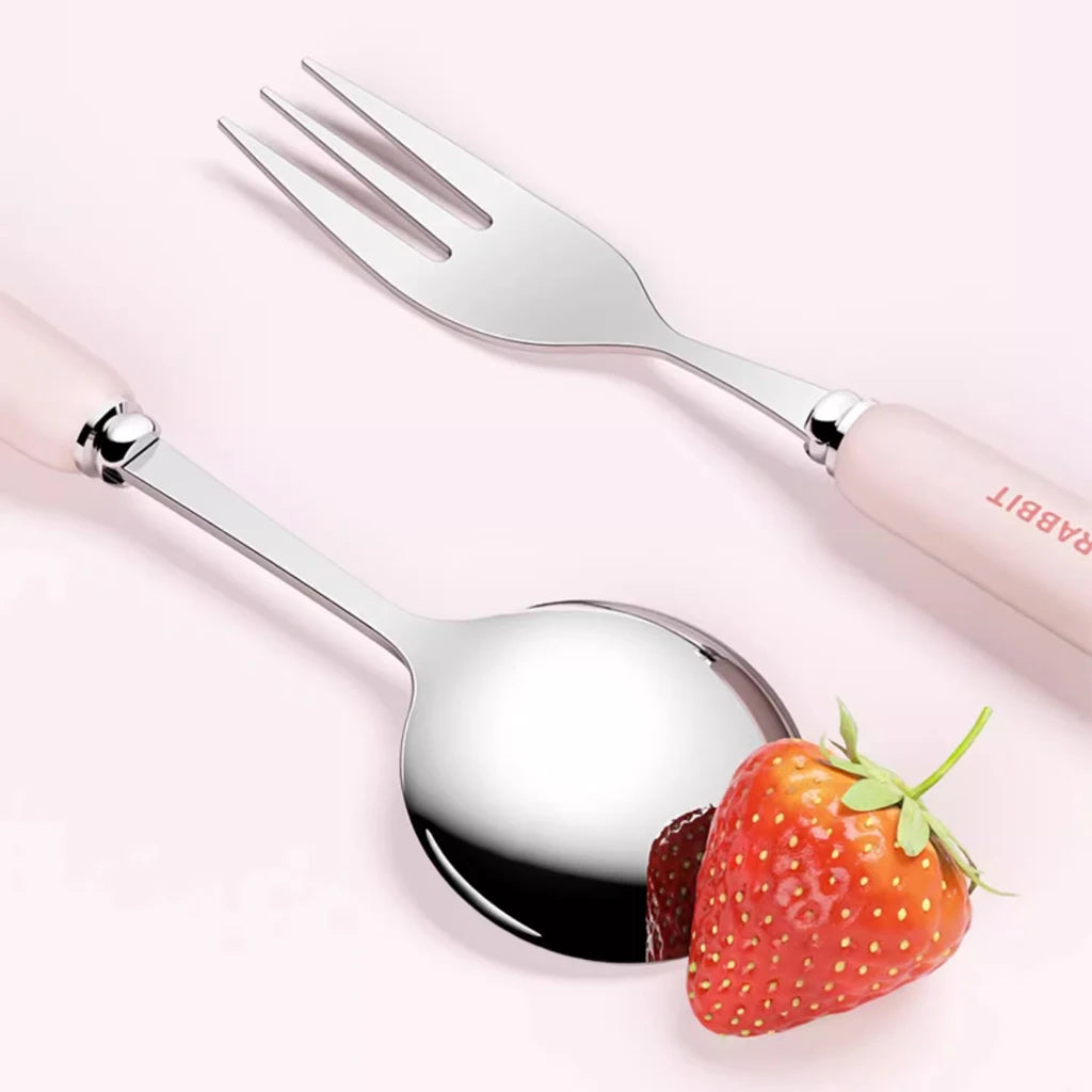 Nestify™ Bunny Portable Cutlery Set | Stainless Steel Kids Travel Utensils