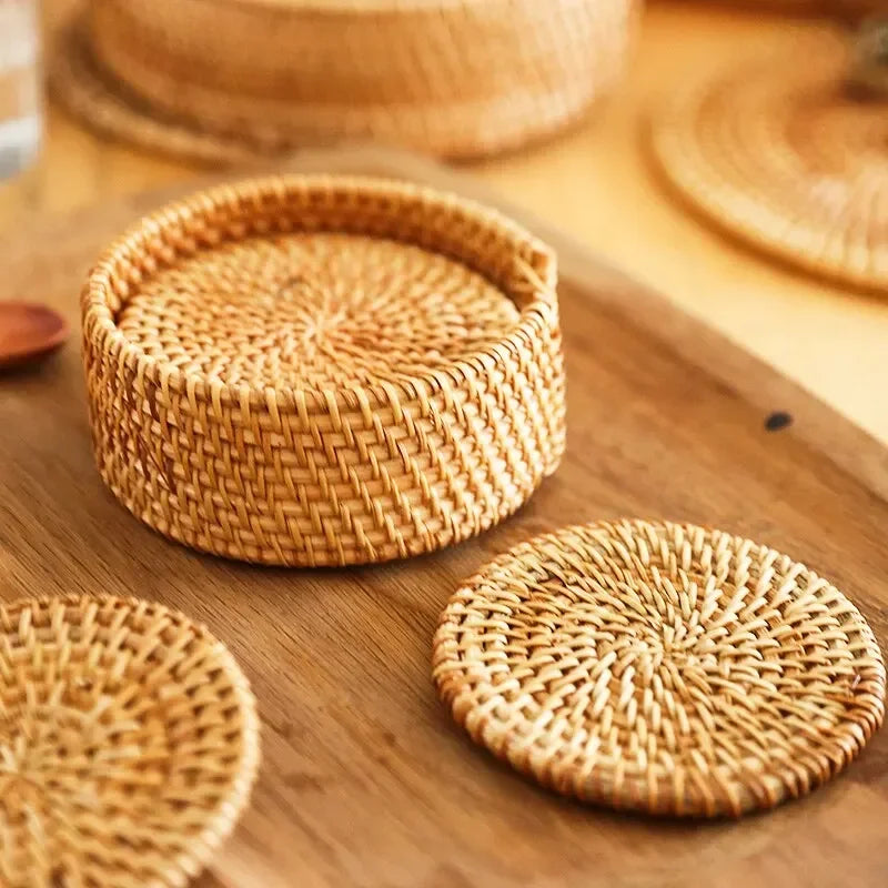 Rattan Cup Mats – Natural Woven Style