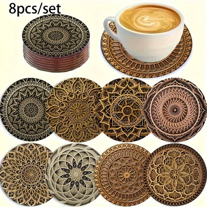 Wooden Coffee Coasters – 2D Printed Natural Wood Cup Mats