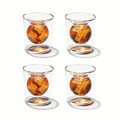 Nestify™ Golf Whiskey Glasses – Double-Walled Crystal Shot Cups for Home Bar, Parties & Golf Gifts