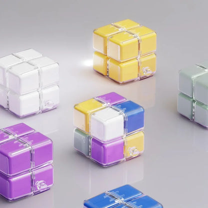 Rubik’s Cube 8-Grid Pill Organizer – Folding Magnetic Moisture-Proof Medicine Box | Portable Travel Pill Case