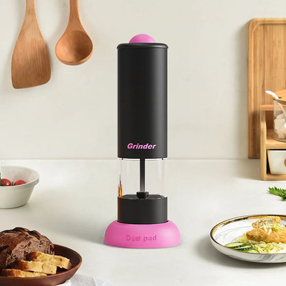 Cute Pink Electric Pepper & Salt Grinder – One-Click Fresh Spice Mill