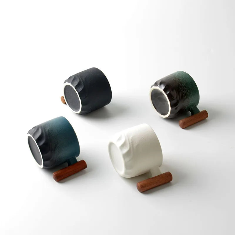 Ceramic Espresso Mug with Wooden Handle