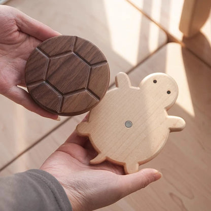 Nestify™ Cute Turtle Solid Wood Coaster – Creative Black Walnut Anti-Scald Tea Kettle Mat & Table Ornament