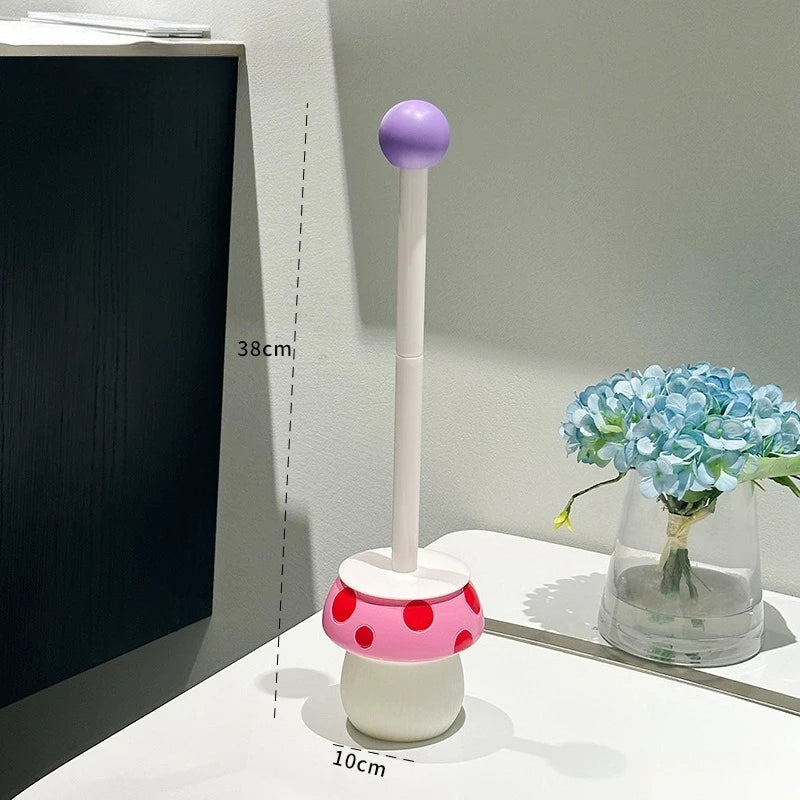 Mushroom Toilet Brush with Holder – Cute Modern Bathroom Cleaner | Playful Design | Deep Clean & Easy Storage