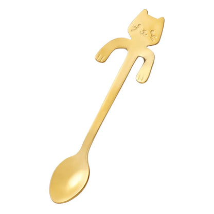 Cat-Shaped Stainless Steel Coffee Spoon – Cute Mini Dessert & Tea Spoon