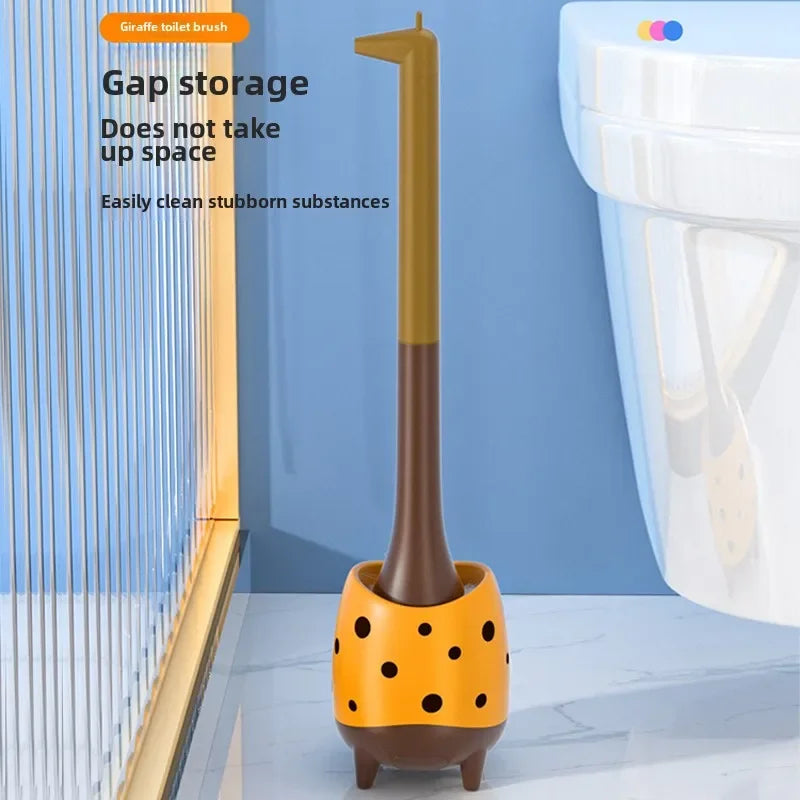 Nestify™ Cute Dinosaur Giraffe Toilet Brush with Holder – Cartoon Long-Handle Bathroom Cleaner & Decor