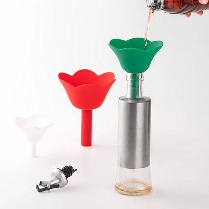 Nestify™Flower-Shaped Silicone Funnel Set of 3 | Mess-Free Pouring in Vibrant Colors | Food-Grade Kitchen Helpers