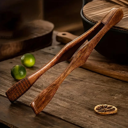 Versatile Wooden Kitchen Tongs