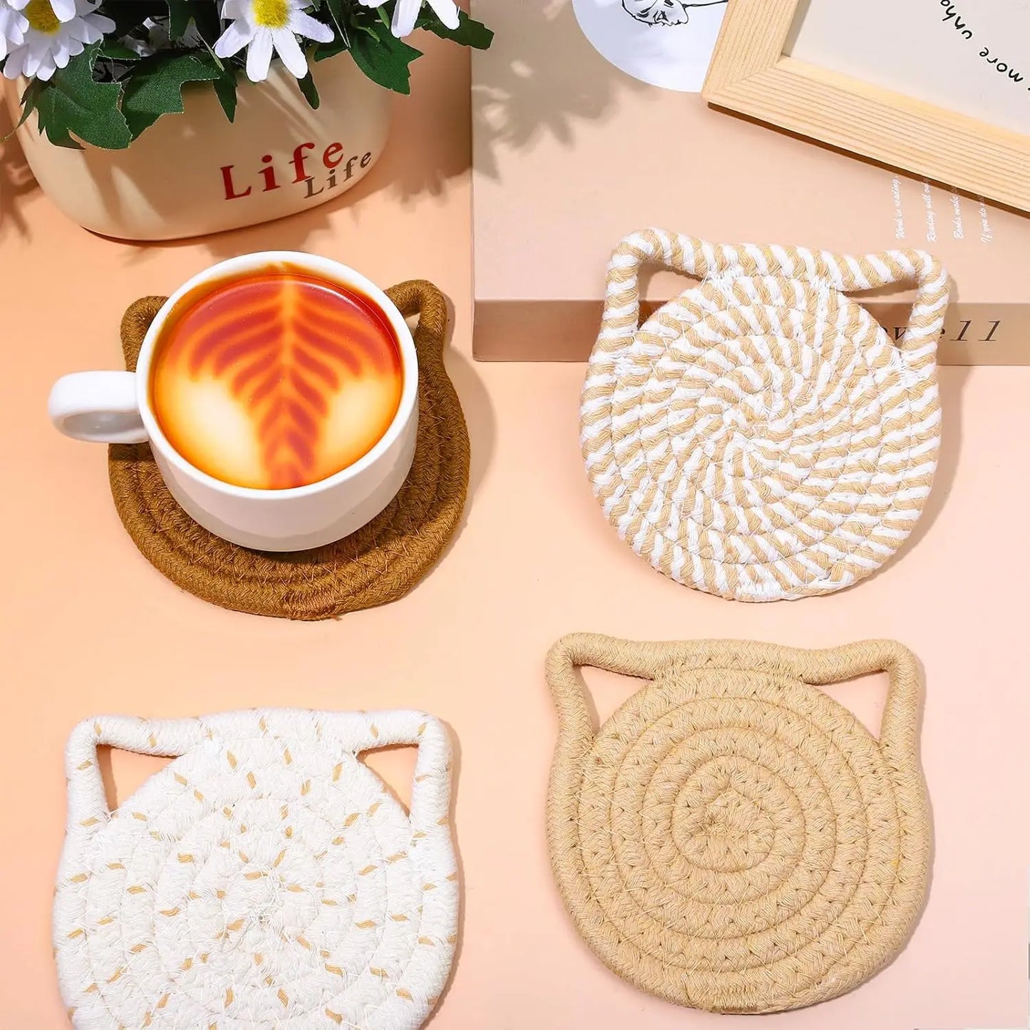 Handmade Cotton Cat Ear Coasters