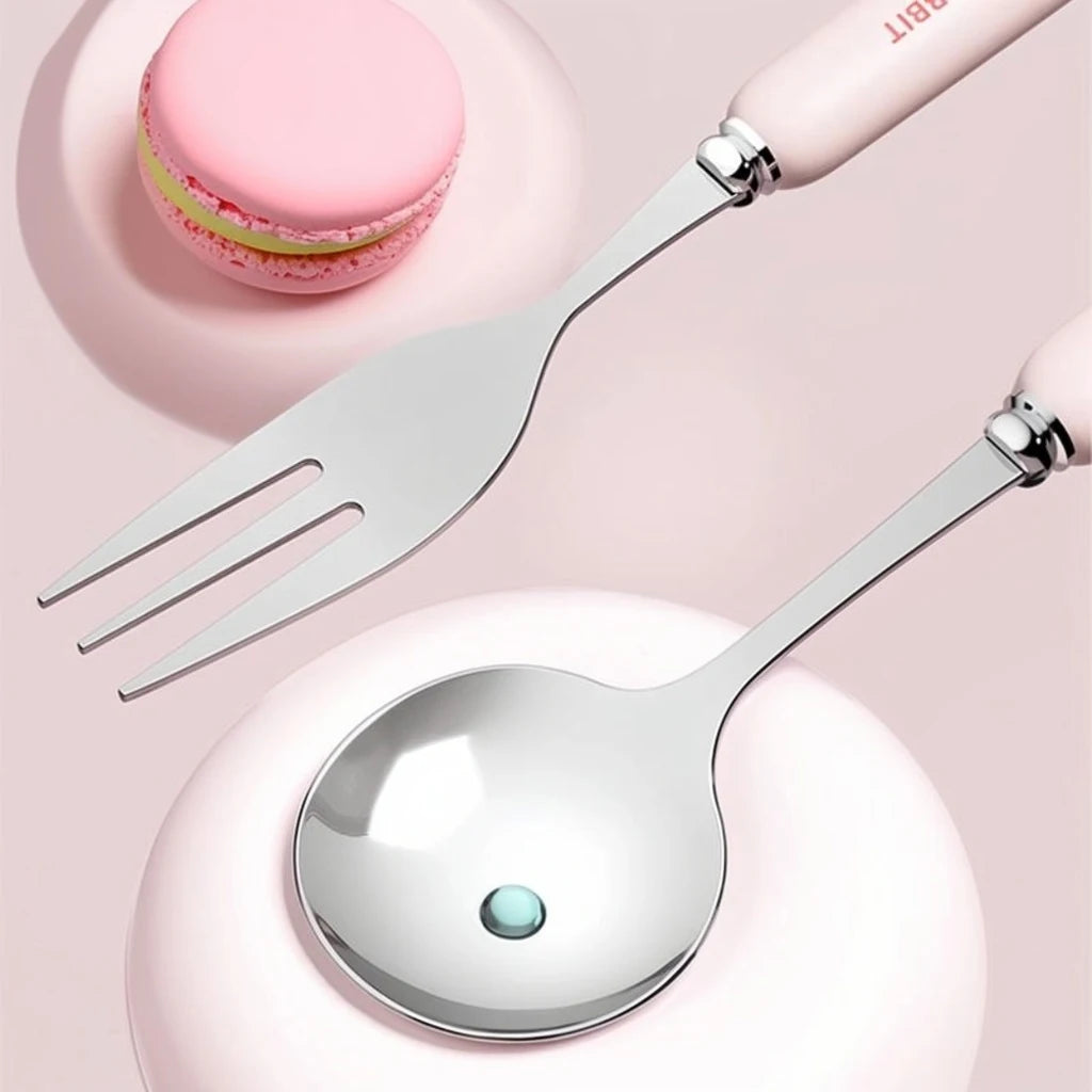Nestify™ Bunny Portable Cutlery Set | Stainless Steel Kids Travel Utensils