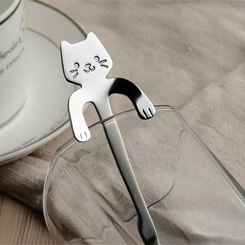 Cat-Shaped Stainless Steel Coffee Spoon – Cute Mini Dessert & Tea Spoon