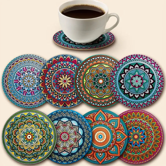 Decorative Wooden Coffee Coasters Set