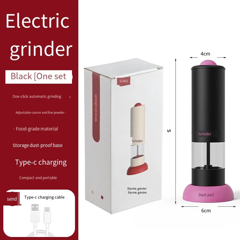 Cute Pink Electric Pepper & Salt Grinder – One-Click Fresh Spice Mill