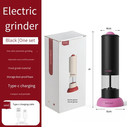 Cute Pink Electric Pepper & Salt Grinder – One-Click Fresh Spice Mill